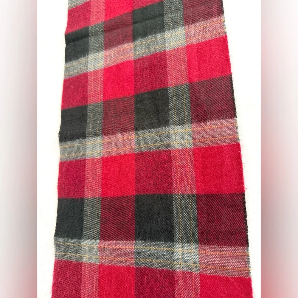 Christian Dior Monsieur Plaid Fringe Red Cashmere 100% Acrylic Scarf